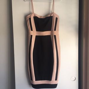 Privy, black and cream colored midi dress